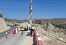 Avanzan las obras de emergencia en la A-1075 de Alhama para estabilizar un tramo afectado por un deslizamiento