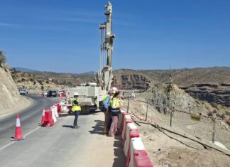 Avanzan las obras de emergencia en la A-1075 de Alhama para estabilizar un tramo afectado por un deslizamiento