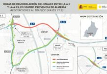 Cortes nocturnos en la A-7 entre Viator y Huércal por las obras del nuevo enlace de la autovía